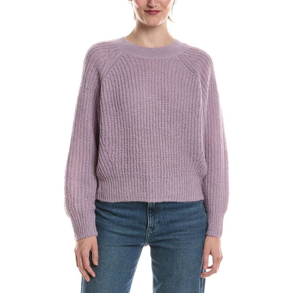 Michael Stars Womens Indra Crewneck Wool-Blend Sweater, Purple
